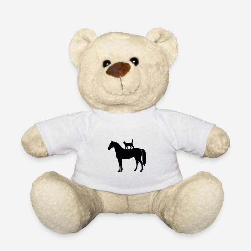 Cheval avec chat - Nounours - blanc
