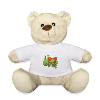 Frosch Hippie Peacezeichen - Teddy - Weiß - Vorne