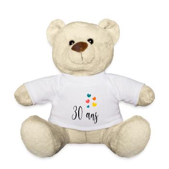 30 ANS. 30e ANNIVERSAIRE. ANNIVERSAIRE 30 ANS. 30 - Nounours - blanc - Devant
