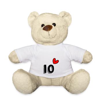 10 YEARS. 10th ANNIVERSARY. ANNIVERSARY 10 YEARS.10 - Teddy Bear - white - Front