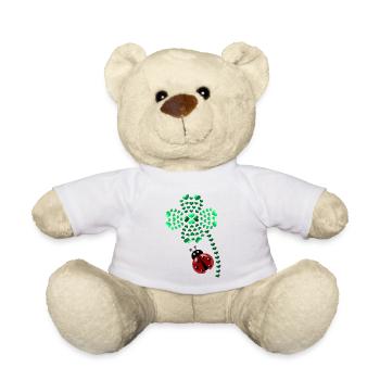 Lucky clover with ladybug; lucky clover; ladybug - Teddy Bear - white - Front