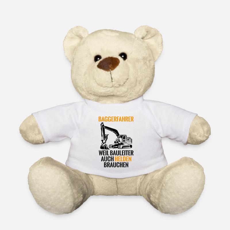 Baggerfahrer Bauleiter Spruch Baustelle Geschenk - Teddy - Weiß