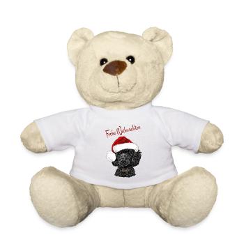 Frohe Weihnachten - weihnachtliches Pudelmotiv - Teddy - Weiß - Vorne