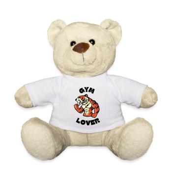 Orange Illustrated Tiger Gym Lover Weight Training - Teddy Bear - white - Front