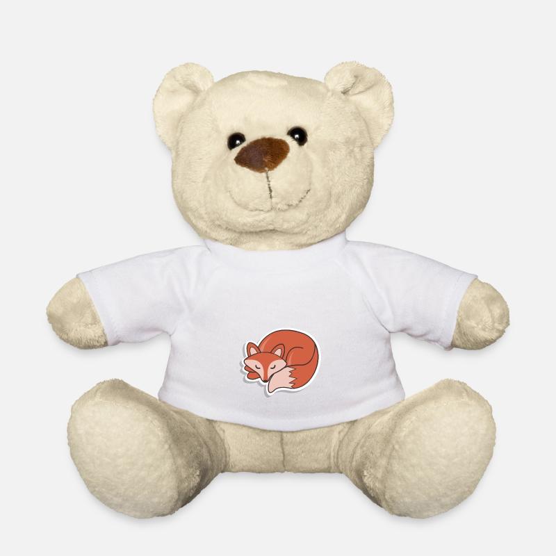 Schlafender Fuchs - Teddy - Weiß