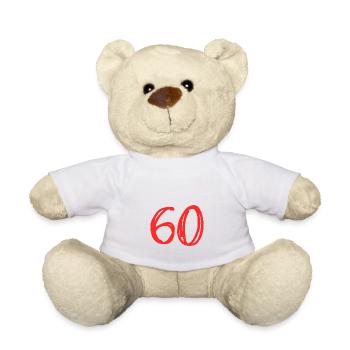 60 YEARS. 60TH ANNIVERSARY. BIRTHDAY 60 YEARS. 60 - Teddy Bear - white - Front