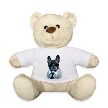 cute mafiastyle bully french bulldog - Teddy Bear - white - Front