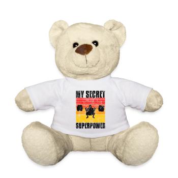Bodybuilding Superpower Bodybuilder Fitness Retro - Teddy Bear - white - Front