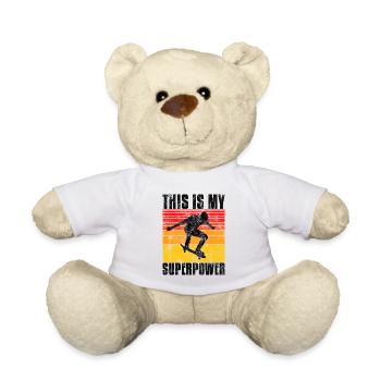 This is My Superpower Skateboard Skateboarder sk8 - Teddy Bear - white - Front