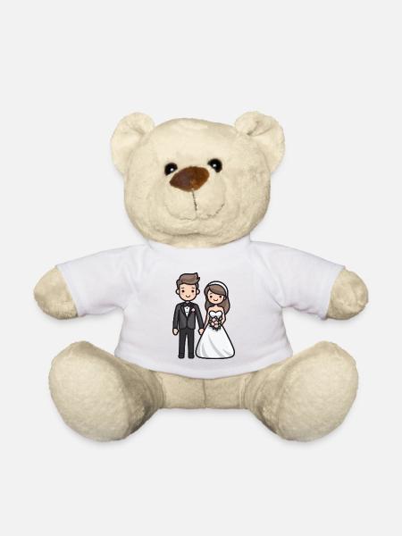 Jeunes mariés, Mariage, Mariée, Marié - Nounours - blanc