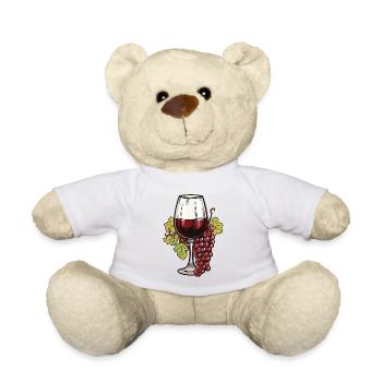 Wine Glass Grapes Wine - Teddy Bear - white - Front