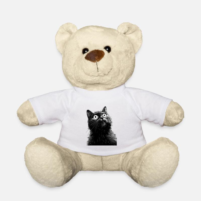 Schwarze Katze Henry - Teddy - Weiß