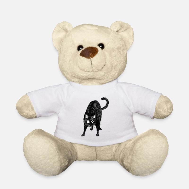Black cat - Teddy Bear - white