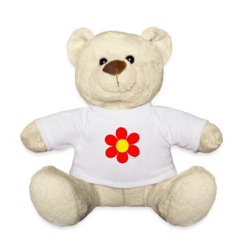 Große rote Blume - verspielt und dennoch stylisch - Teddy - Weiß - Vorne