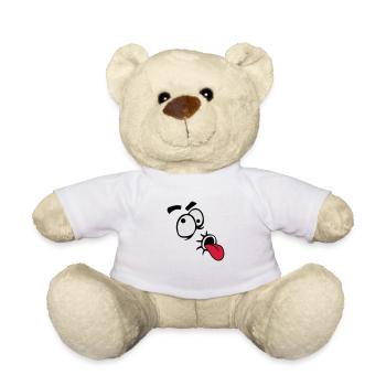Funny Comic Face Cool Tongue Stick Out - Teddy Bear - white - Front