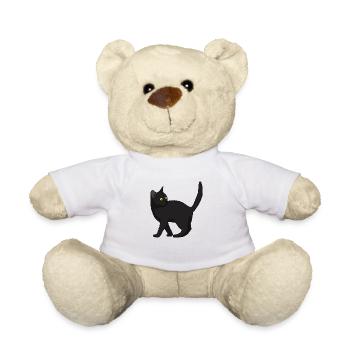 Cat Black - Teddy Bear - white - Front