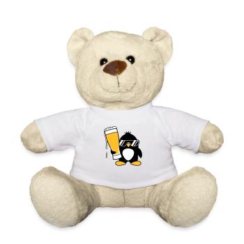 penguin sunglasses party celebrate beer alcohol gla - Teddy Bear - white - Front