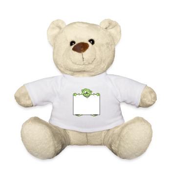 schild monster halten text feld schreiben leere fl - Teddy - Weiß - Vorne