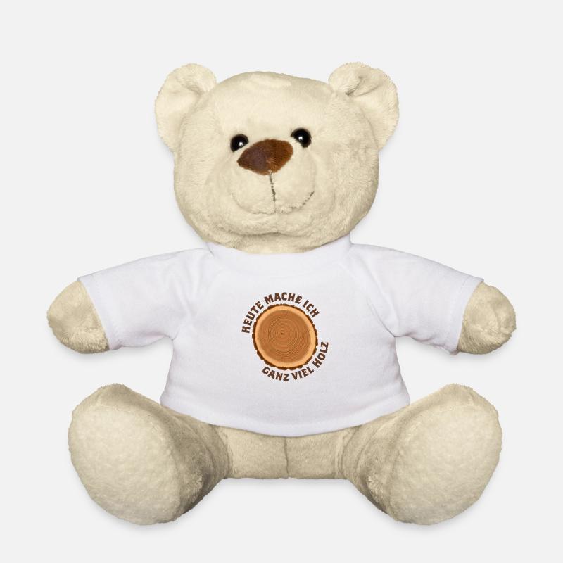 Holz Baumstamm Geschenk Holz machen Brennholz - Teddy - Weiß