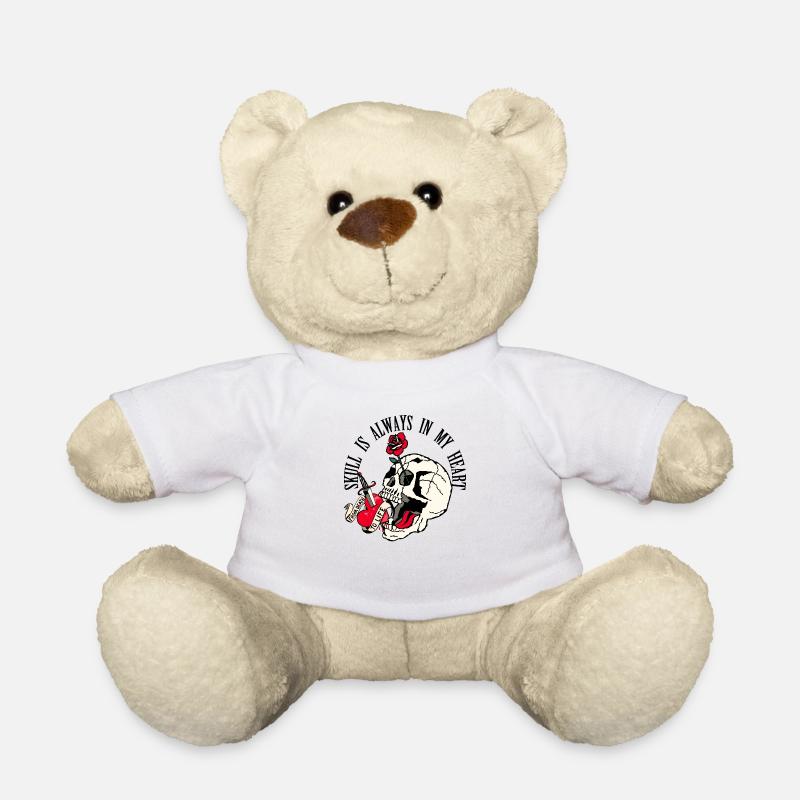 tete de mort old school crane fleur rose dague - Nounours - blanc