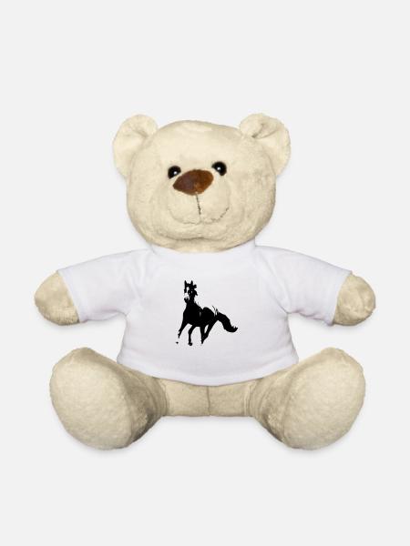 Galloping black horse - Galopa - Teddy Bear - white
