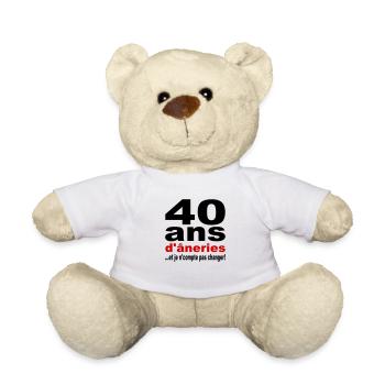40 ans / anniversaire 40 ans / t-shirt 40 ans - Nounours - blanc - Devant