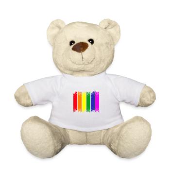 Fierté à rayures arc-en-ciel - Nounours - blanc - Devant