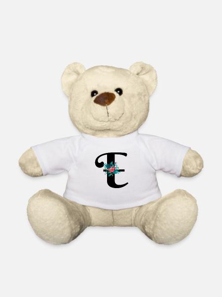 Buchstabe E geblümt - Teddy - Weiß