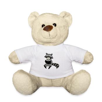 Waschbär liest Buch Geschenkidee - Teddy - Weiß - Vorne