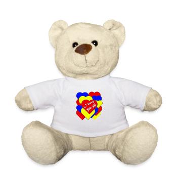 My heart loves you all, in bright colors - Teddy Bear - white - Front
