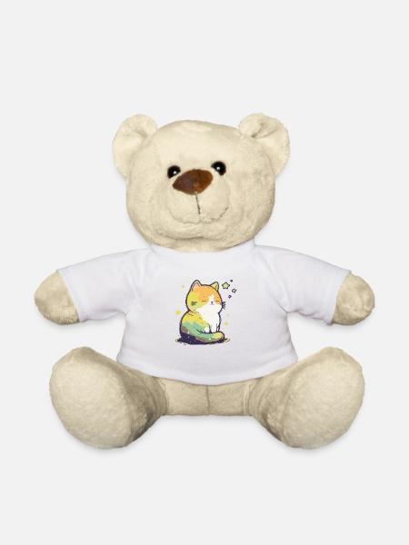 Comic Cute Kawaii Katze Sternchen Kitten Kätzchen - Teddy - Weiß