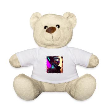 Cyborg Soldat in Neon High Tech Cyberspace Look - Teddy - Weiß - Vorne