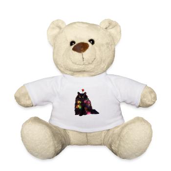 Christmas Lights Cat T Shirt - Teddy Bear - white - Front