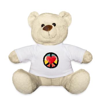 Frieden und Herz - Teddy - Weiß - Vorne