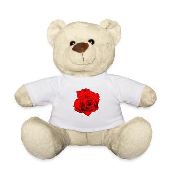 Red Rose - Teddy Bear - white - Front