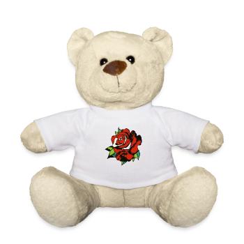 pink flower leaf 2 A - Teddy Bear - white - Front