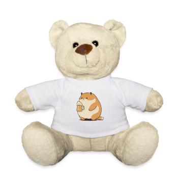 Dicke lustige Katze trinkt Bier - Teddy - Weiß - Vorne