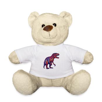 Dino Monster in bright colors and retro look - Teddy Bear - white - Front