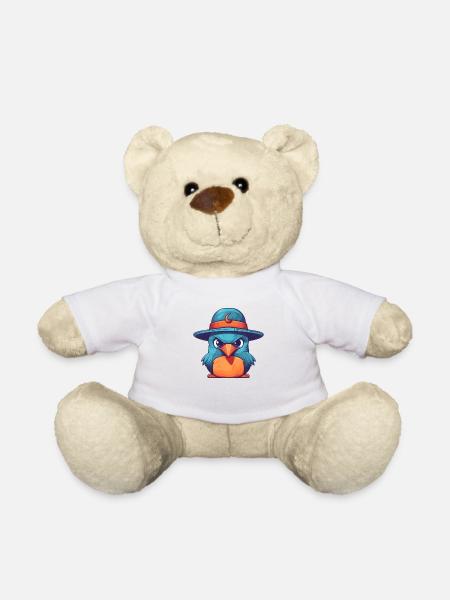 vogel mit hut - Teddy - Weiß