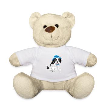 Mignon chiot Saint Bernard en chapeau panama - Nounours - blanc - Devant