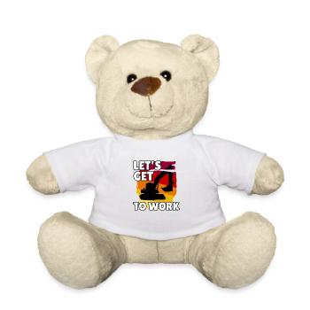 Bagger Baustelle Bauarbeiterin Mädchen I Geschenk - Teddy - Weiß - Vorne