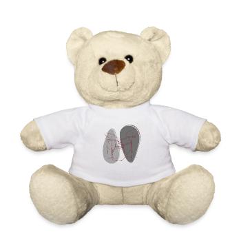 "Drums", Boho Line Art Design, Series "Music" - Teddy Bear - white - Front