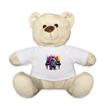 Klaviarspieler mit Kopfhörer Graffiti Stil - Teddy - Weiß - Vorne
