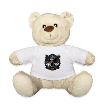 Bald Eagle Design with Mountains - Teddy Bear - white - Front