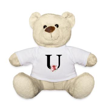 Roter floraler U-Buchstabe - Teddy - Weiß - Vorne