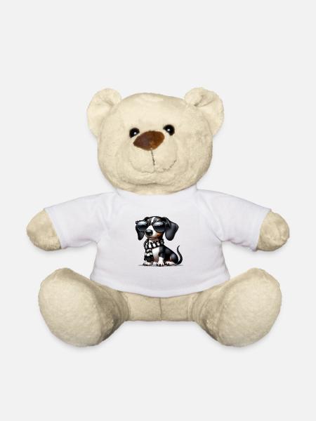 Cute dog with sunglasses - Teddy Bear - white