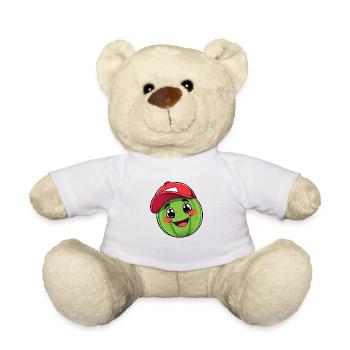 Smiling Watermelon Character in Red Baseball Cap - Teddy Bear - white - Front
