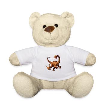Brachiosaurus mother and child frolicking - Teddy Bear - white - Front