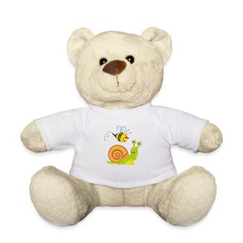 L’abeille heureuse et l’escargot sont les meilleurs amis - Nounours - blanc - Devant
