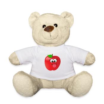 Pomme souriante drôle avec visage - Nounours - blanc - Devant